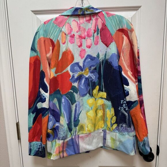 Claire Desjardins Jacket Womens medium Art to Wear Colorful Zip Up Sudden Summer - Picture 4 of 7